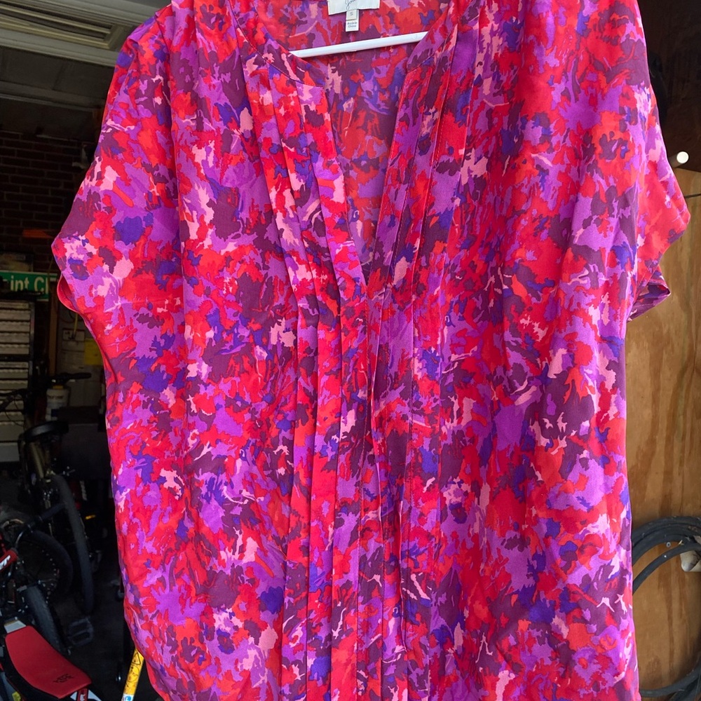 Joie Red and Purple Floral Blouse